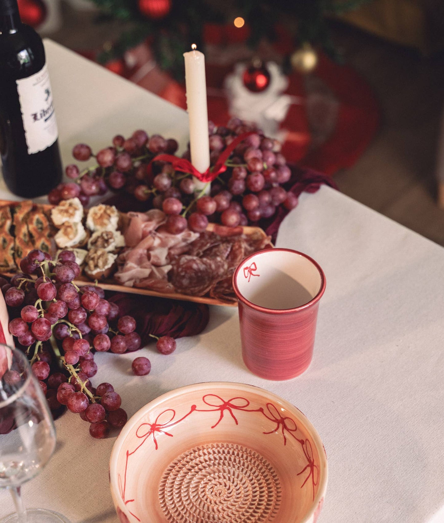 Ceramic Breakfast Cup 250 ml - Burgundy & Beige - Noelle