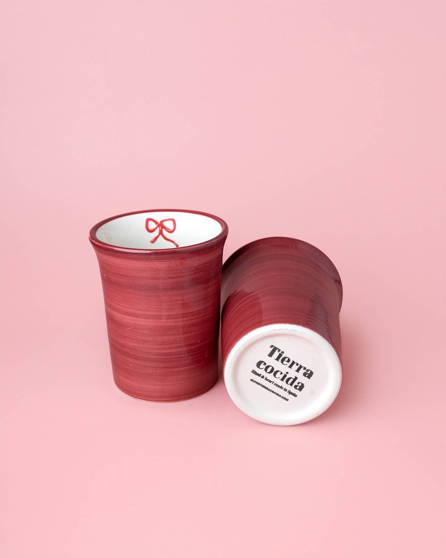 Ceramic Breakfast Cup 250 ml - Burgundy & Beige - Noelle