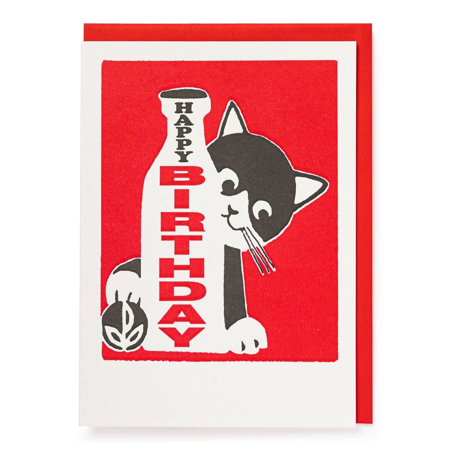 Cat Milk Bottle Happy Birthday | Letterpress Cards | Large