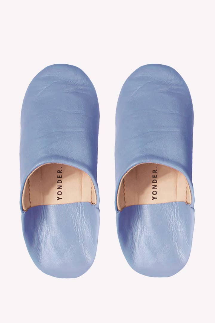Leather Babouche Slippers marshmallow or cornflower