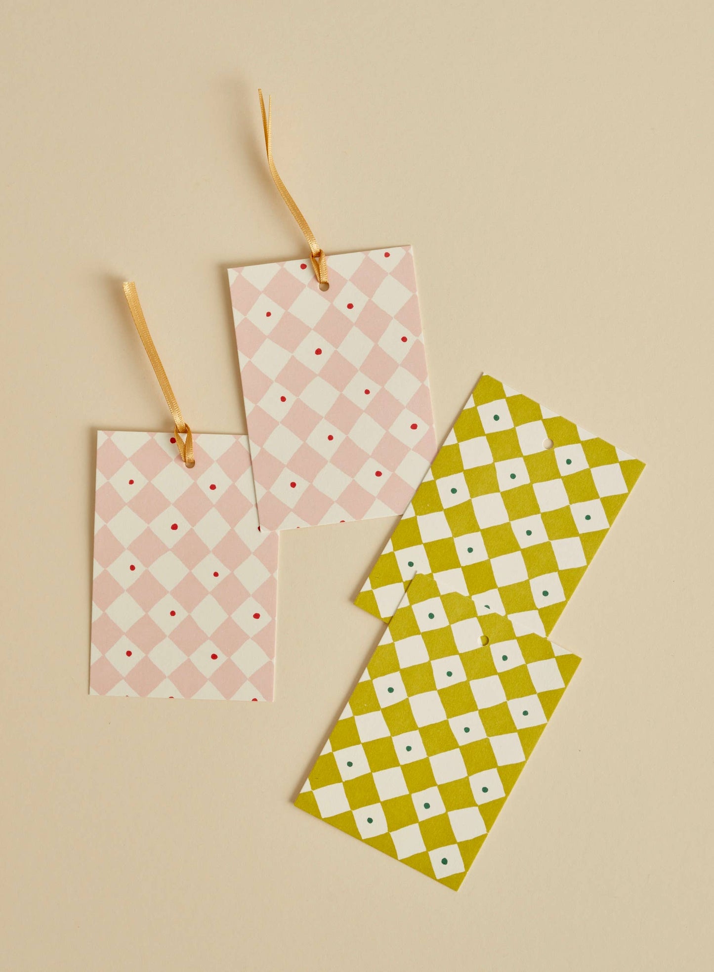 Gift Tags - Mini diamond pink/green Set of 8 (2 designs)