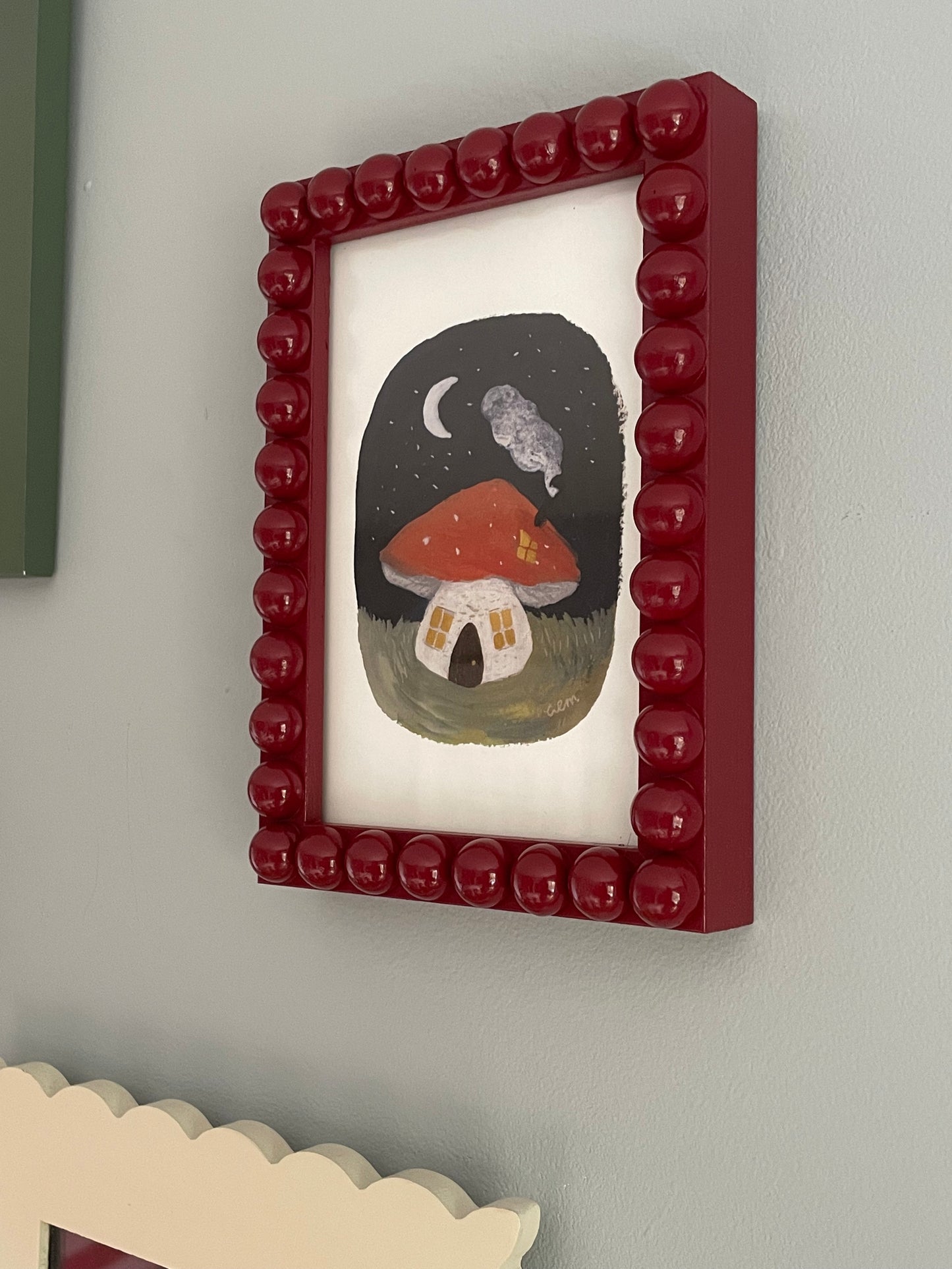 Berry Bobbin Bobble Frame & Mushroom print
