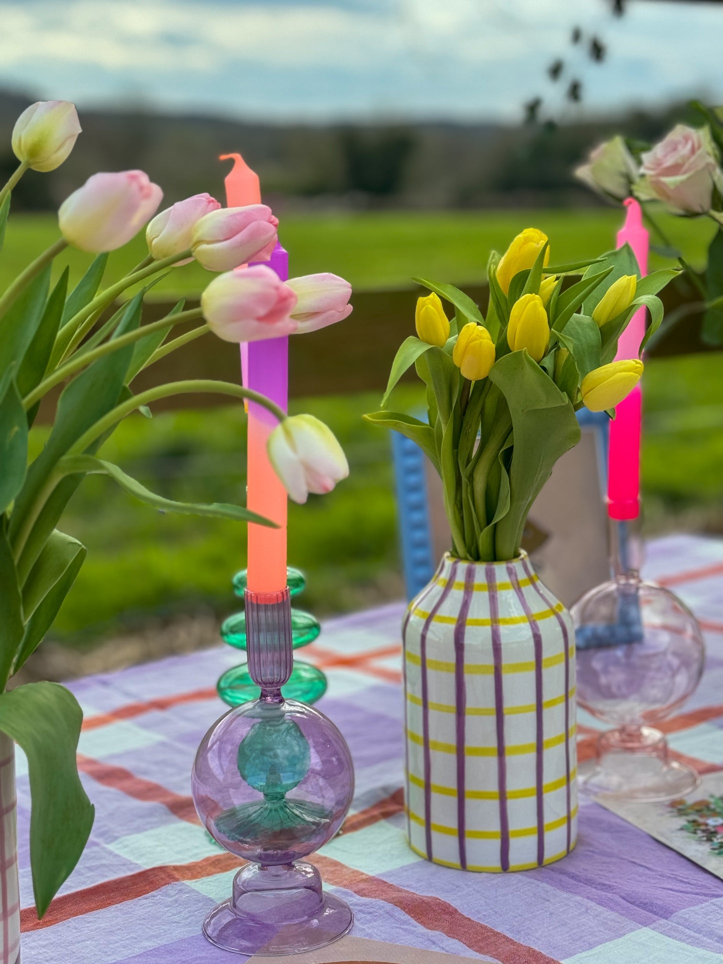 VAISSELLE checked gingham Vase