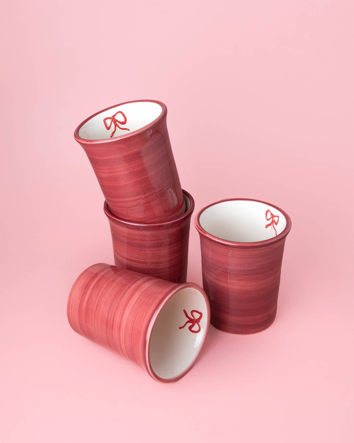 Ceramic Breakfast Cup 250 ml - Burgundy & Beige - Noelle