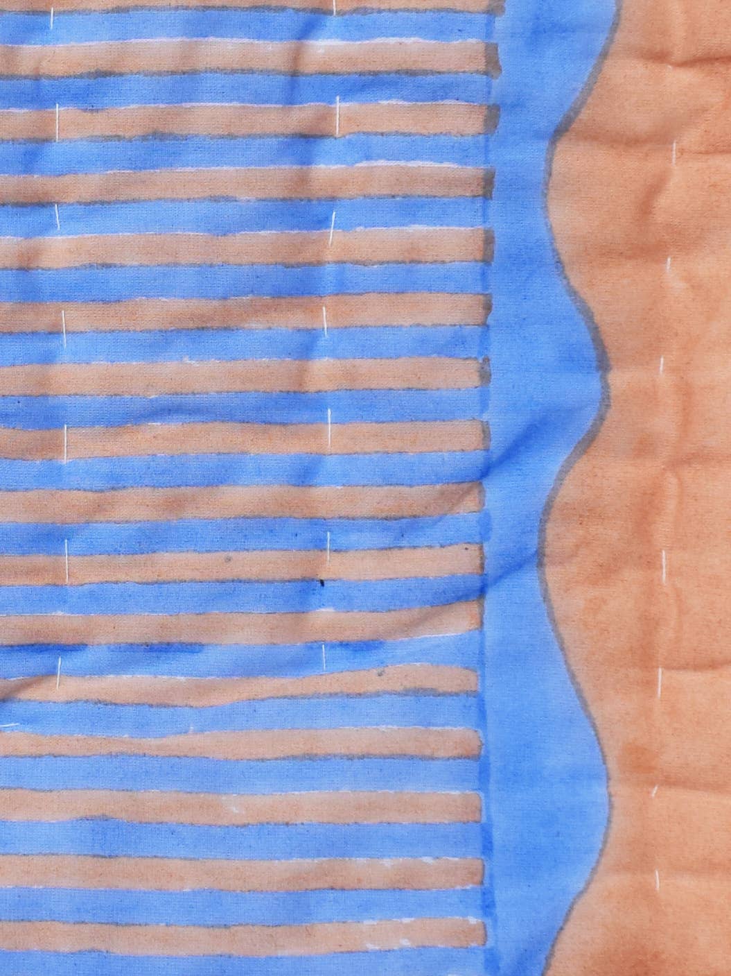 Organic Cotton Quilted Blanket Cornflower and Toffee Candy Stripe