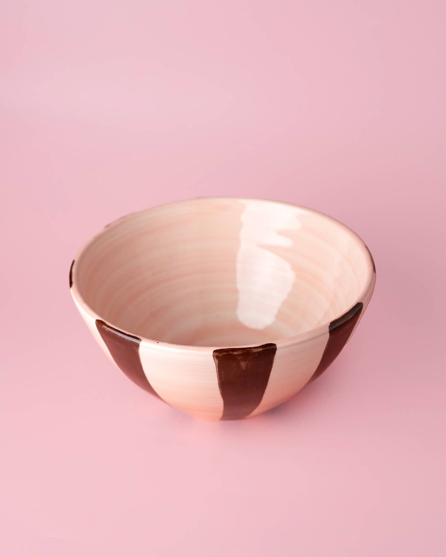 Ceramic salad bowl PINK AND CHOCOLATE BROWN