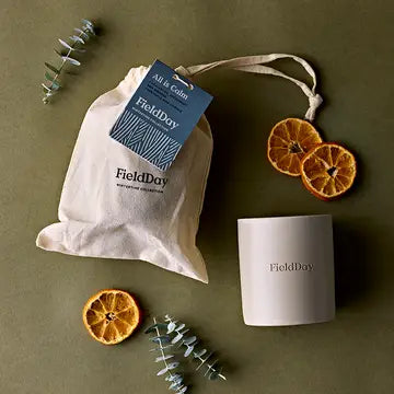FieldDay Christmas All is Calm Soy Wax Large Candle. Eucalyptus, Spearmint and Orange