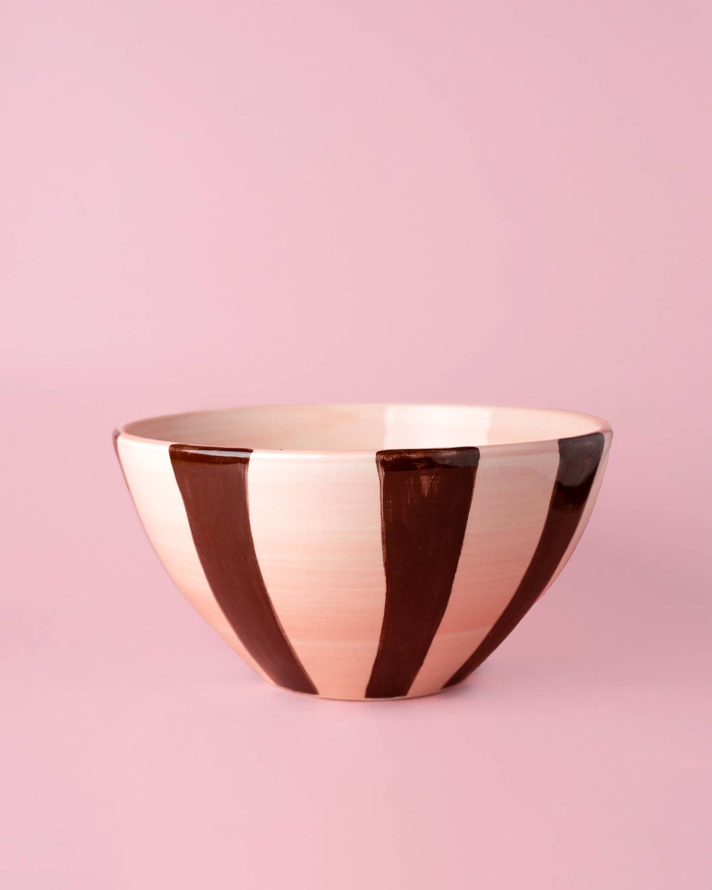 Ceramic salad bowl PINK AND CHOCOLATE BROWN