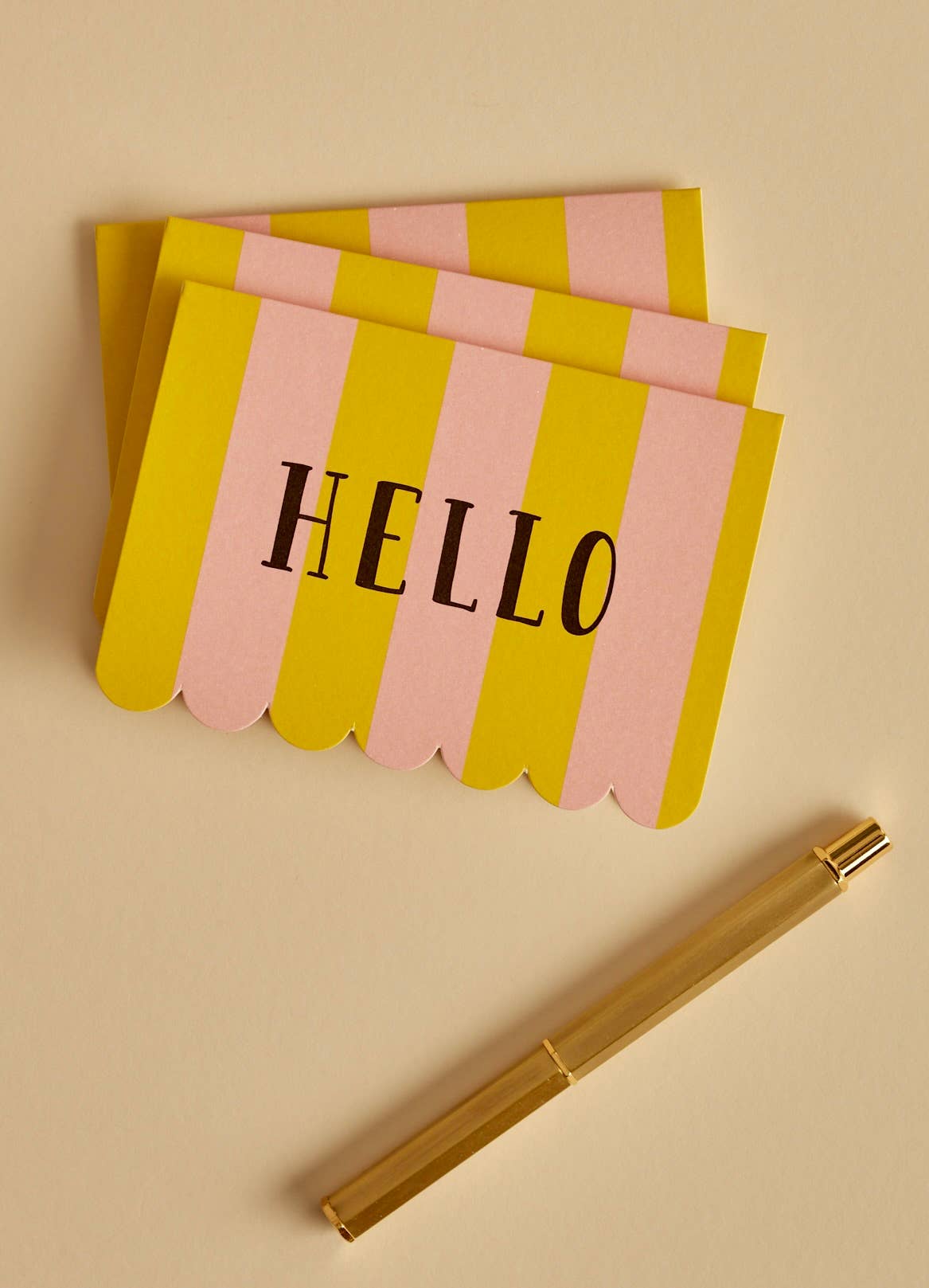 Pack of 5 Scallop Cards - Hello Stripe