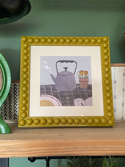 Mustard Bobbin Frame with kettle print