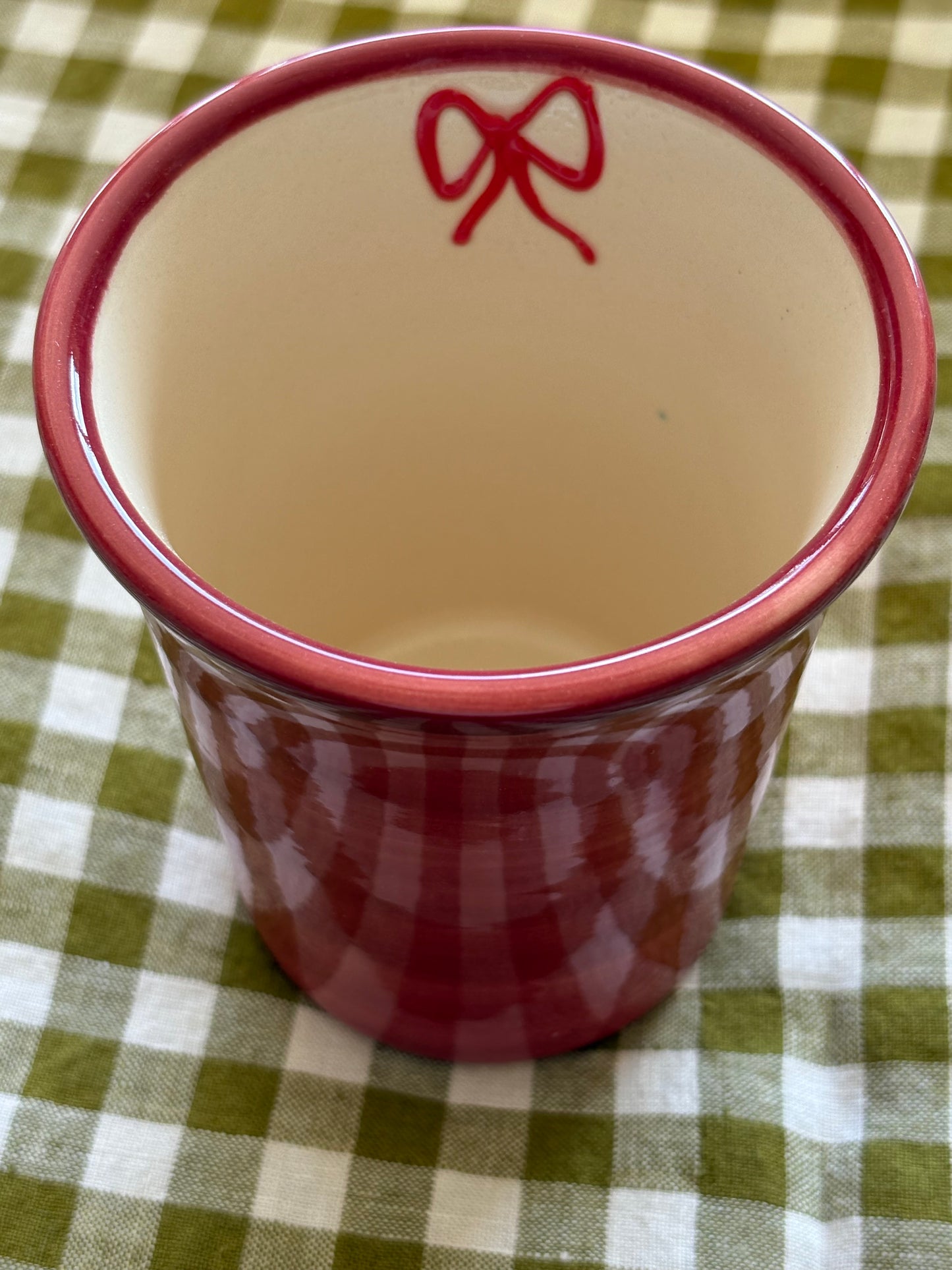 Ceramic Breakfast Cup 250 ml - Burgundy & Beige - Noelle