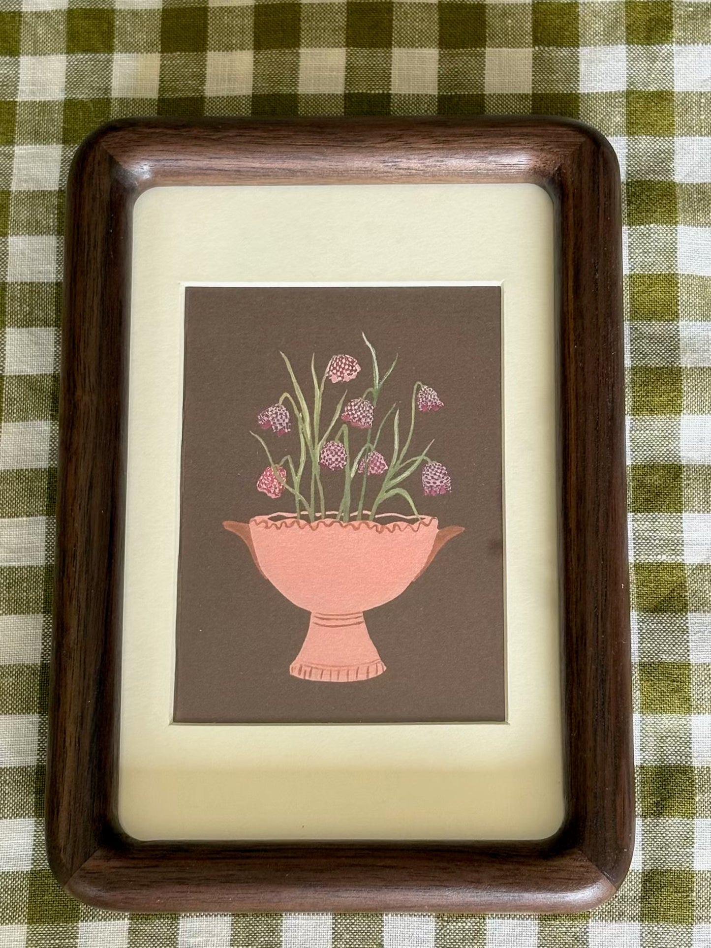 Beautiful floral Fritillaria print in solid wood frame