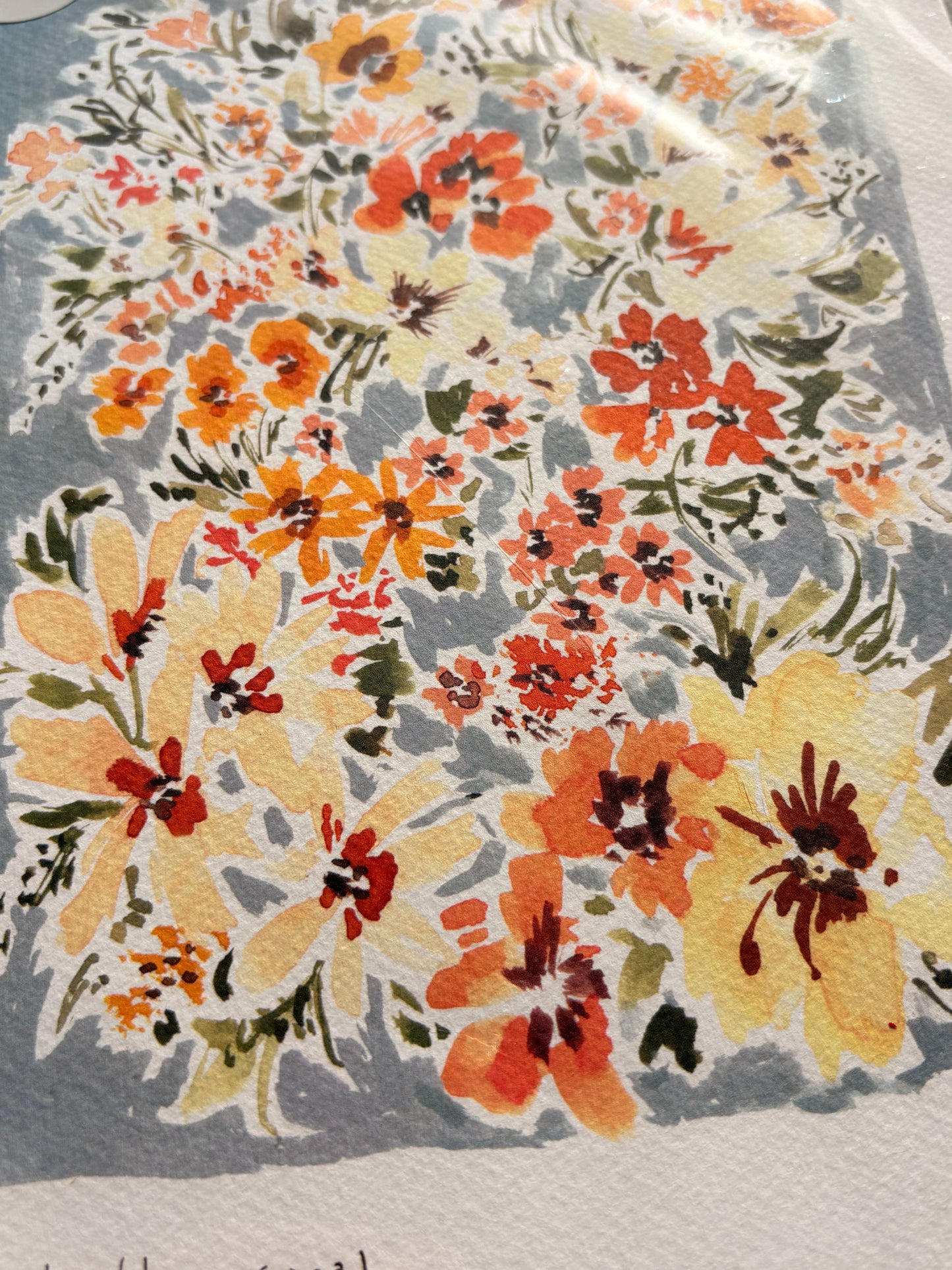 Dusty Blue Floral Print A4 by Rose Jocham