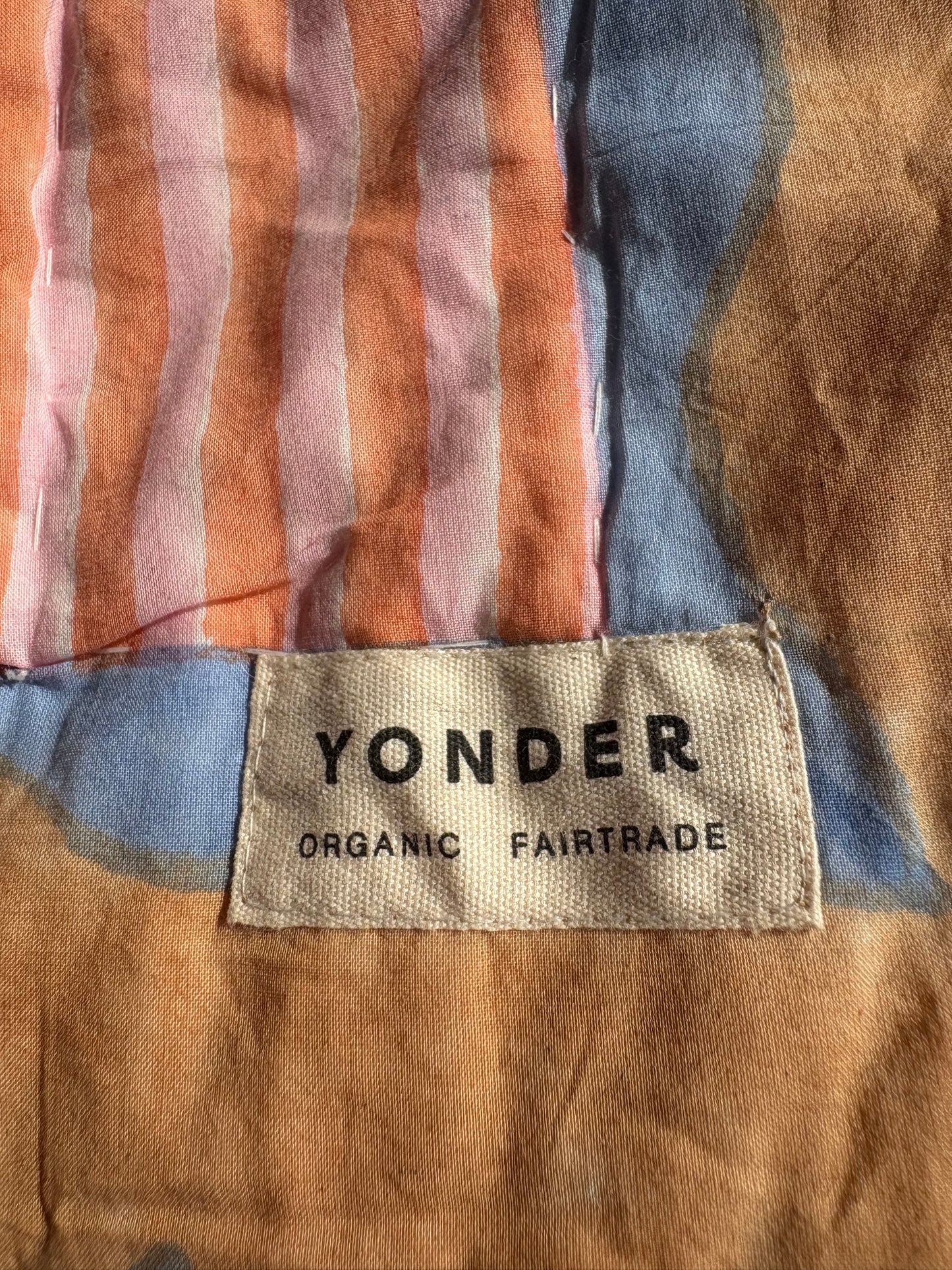 Organic Cotton Quilted Blanket Cornflower and Toffee Candy Stripe