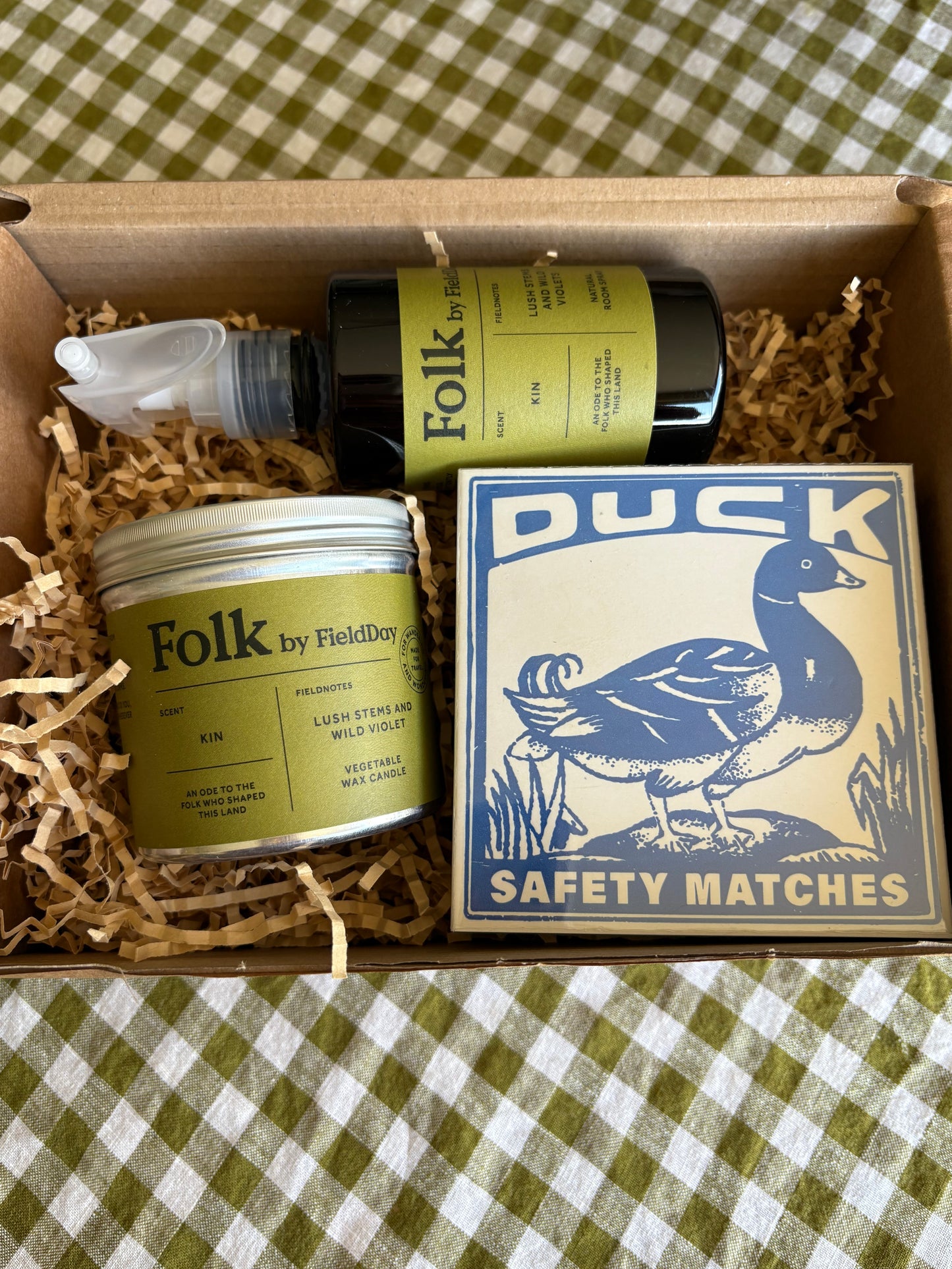 Men's Luxury candle gift box. Folk candle, room spray and Archivist matches