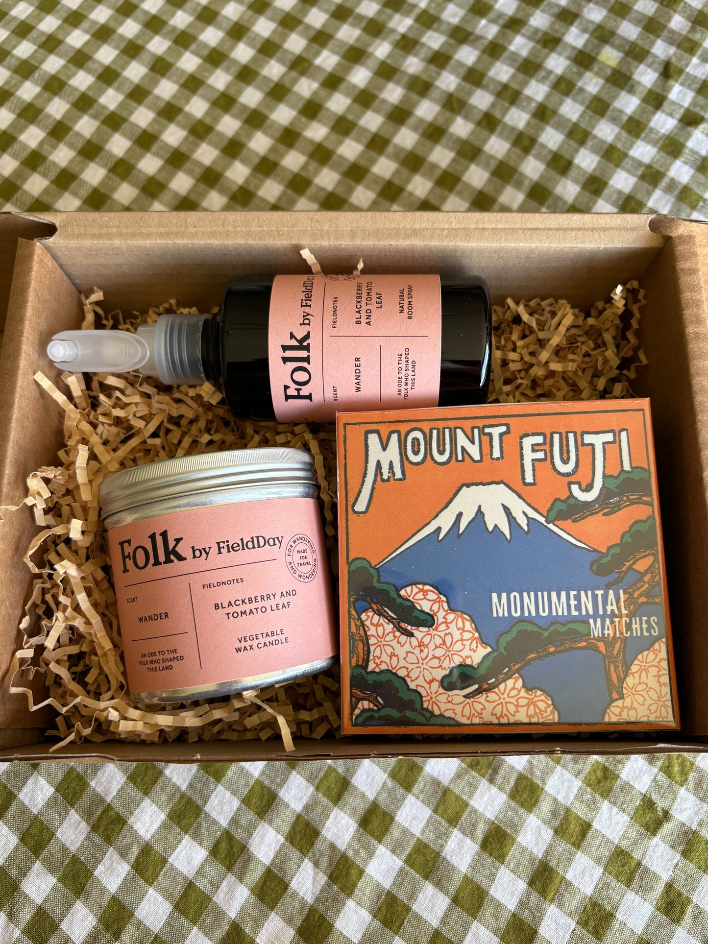 Men's Luxury candle gift box. Folk candle, room spray and Archivist matches