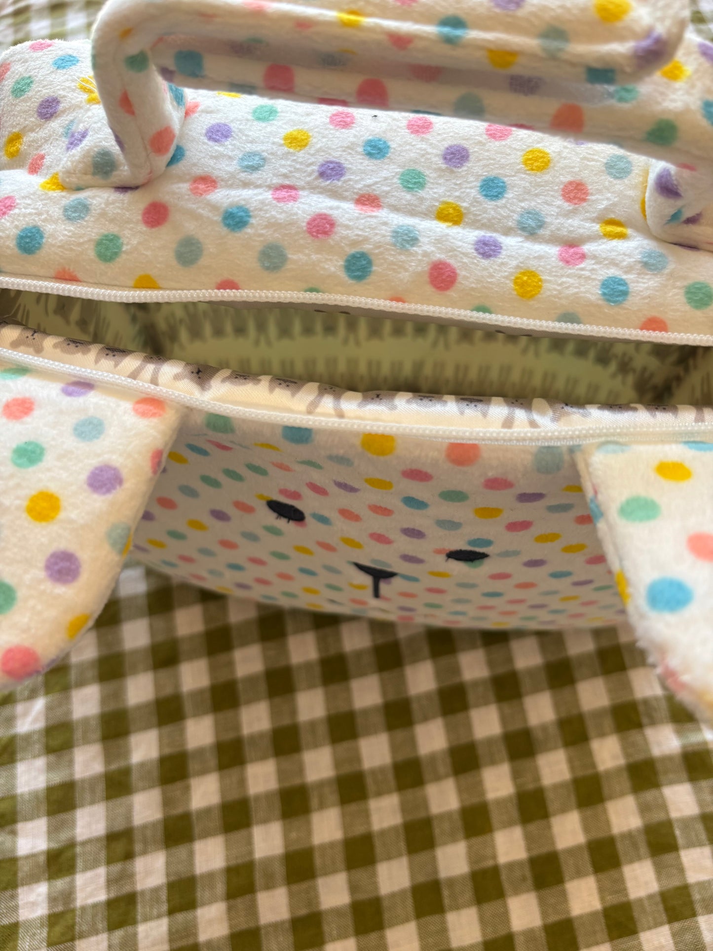 Kids Grey Bear Stripe Vanity Case