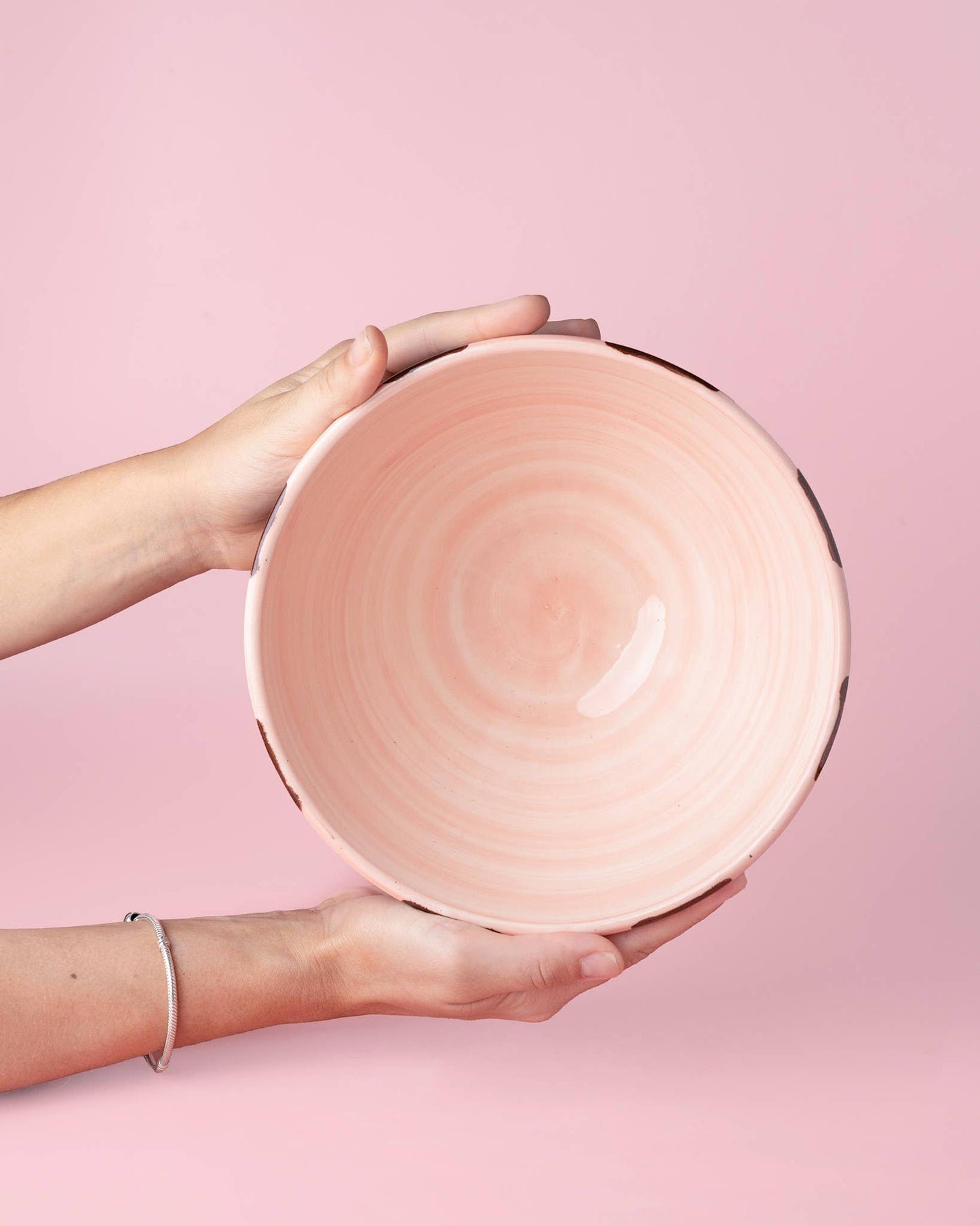 Ceramic salad bowl PINK AND CHOCOLATE BROWN