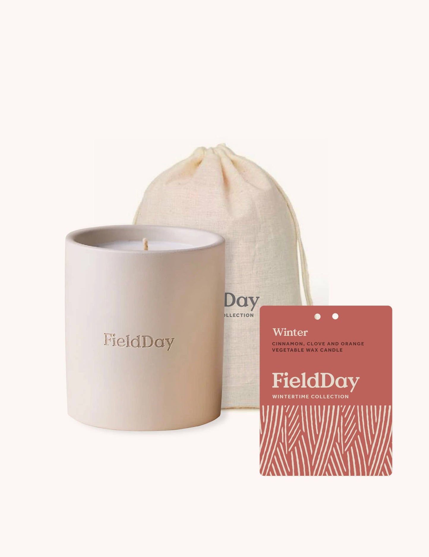 FieldDay Christmas Winter Vegetable Wax Large Candle Cinnamon and Orange
