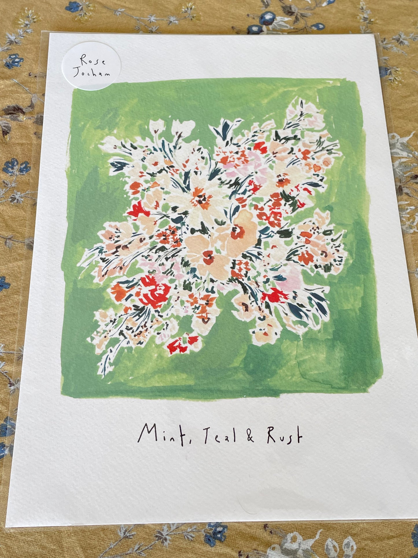 Green Floral Print A4