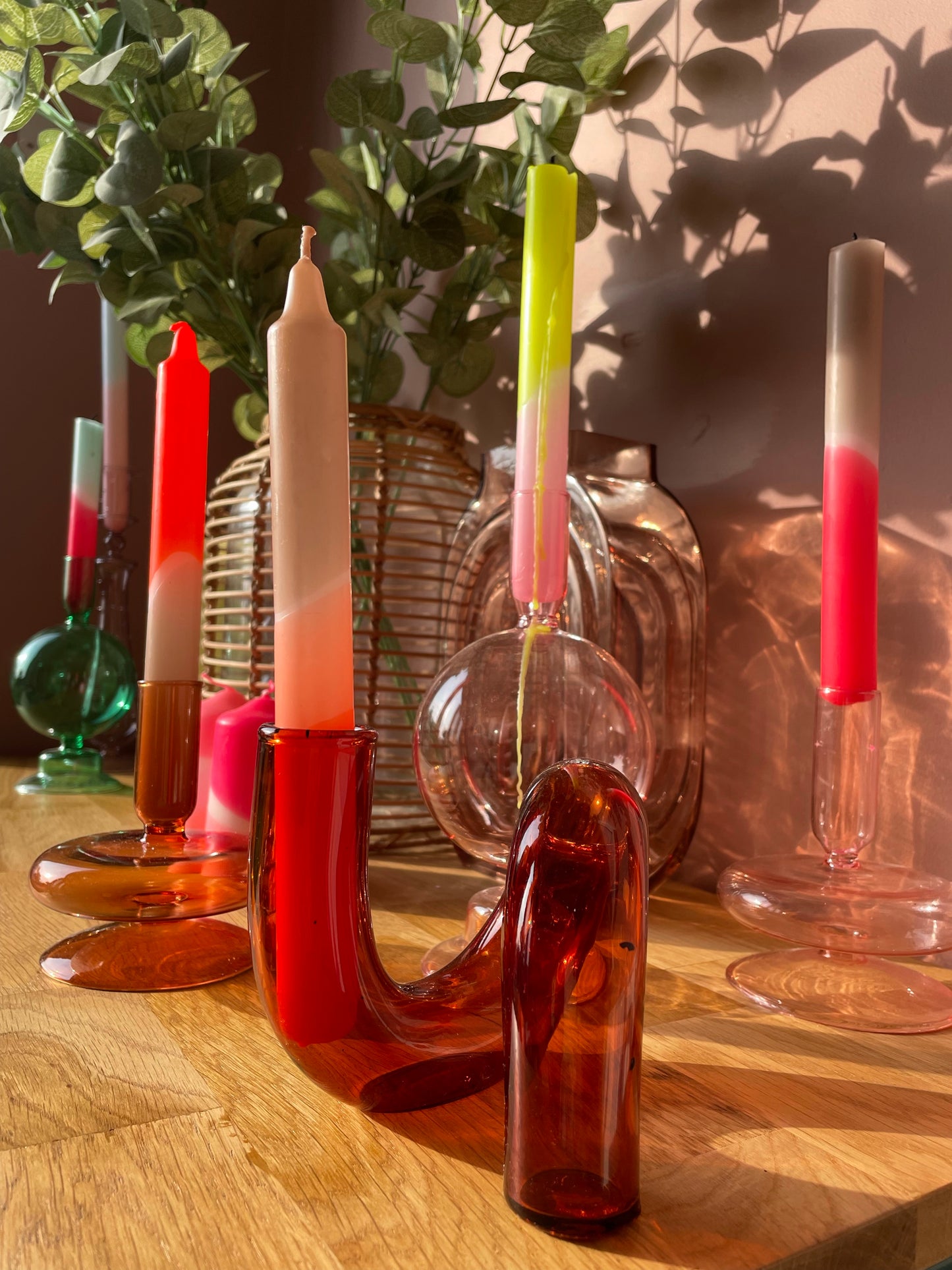 Pink Ball Glass Candle holder