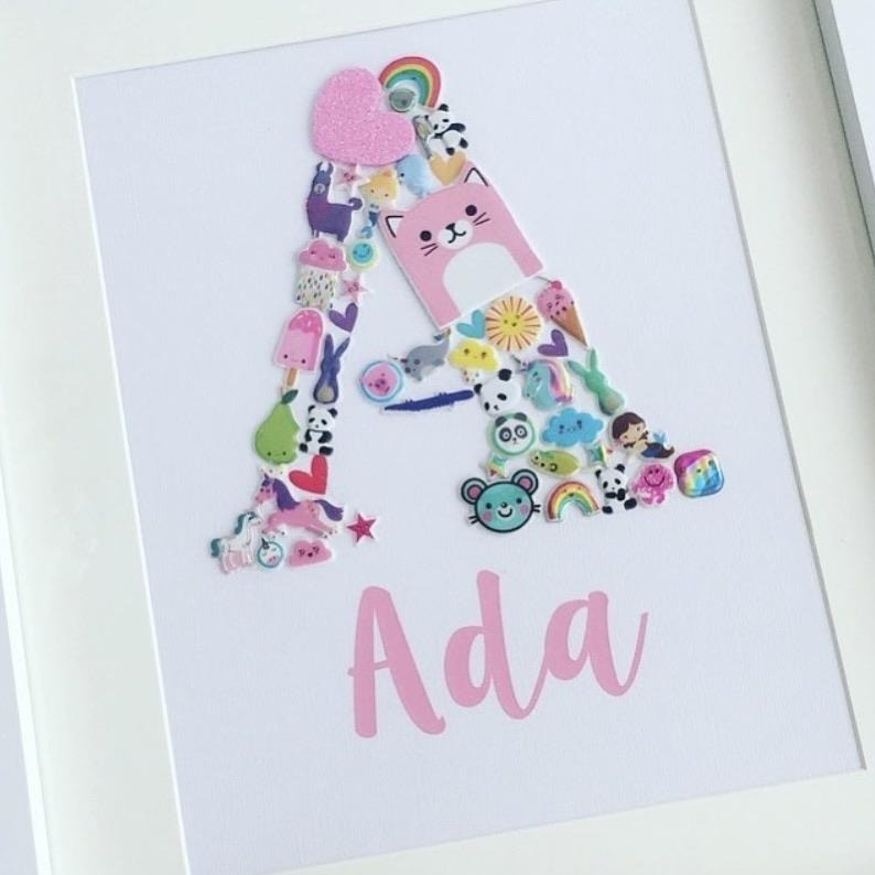 Personalised Sticker Initial Frame Gift, baby gift, christening gift
