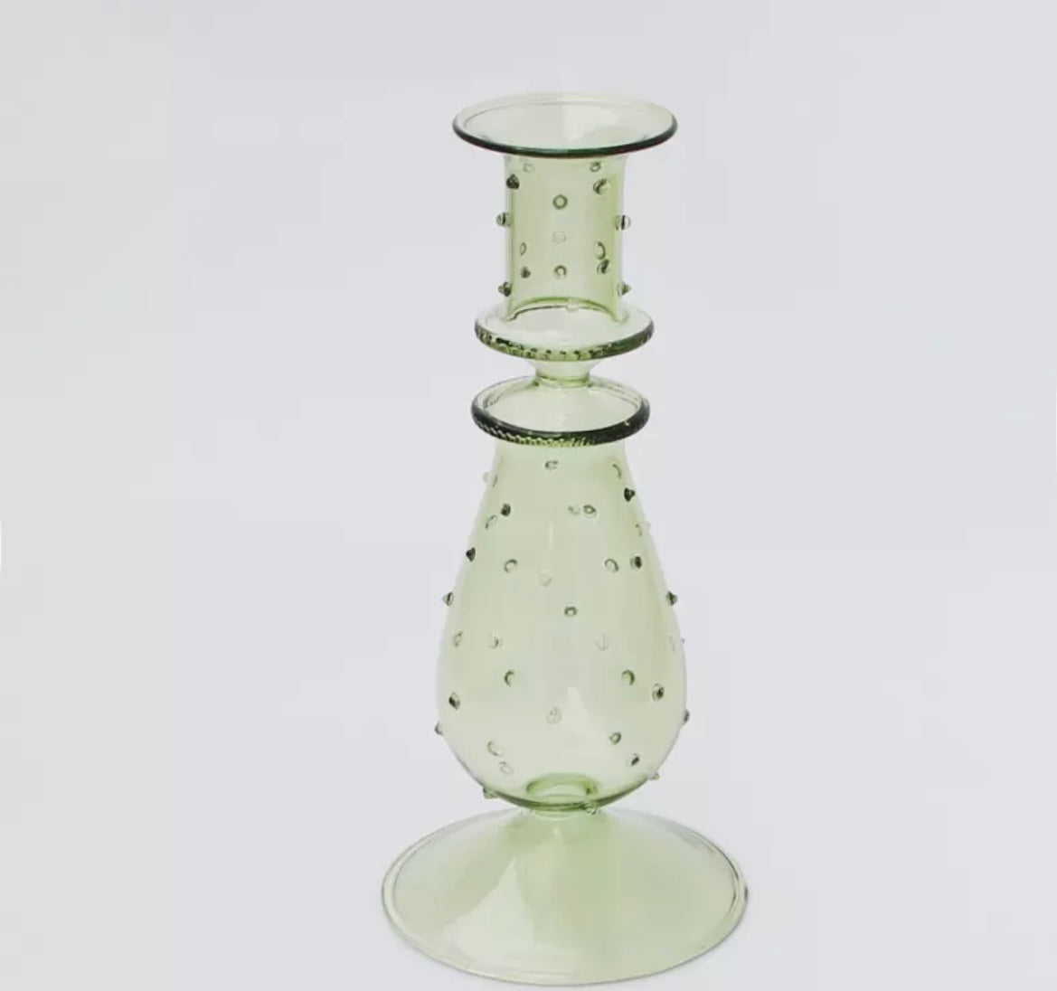 Green Raised Bubble Glass Candlestick