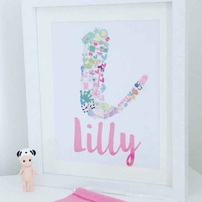 Personalised Sticker Initial Frame Gift, baby gift, christening gift
