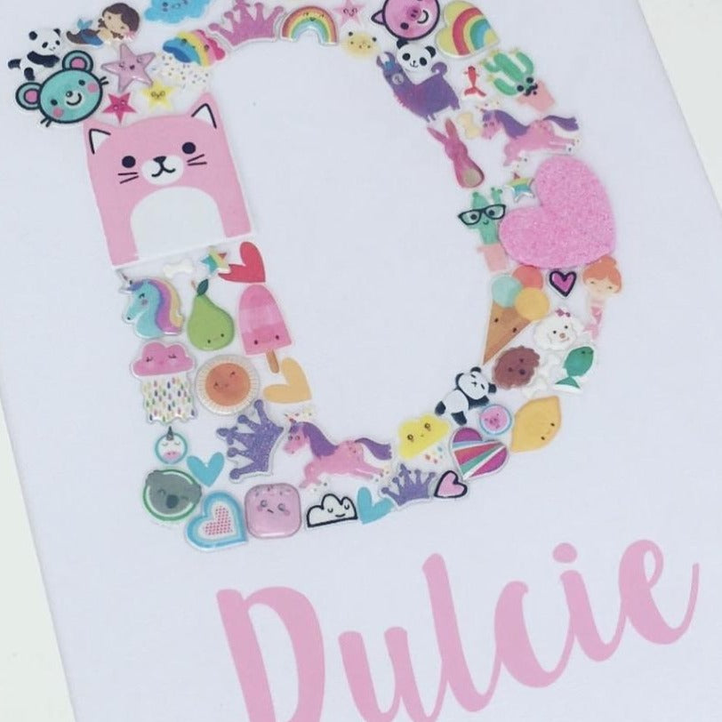 Personalised Sticker Initial Frame Gift, baby gift, christening gift