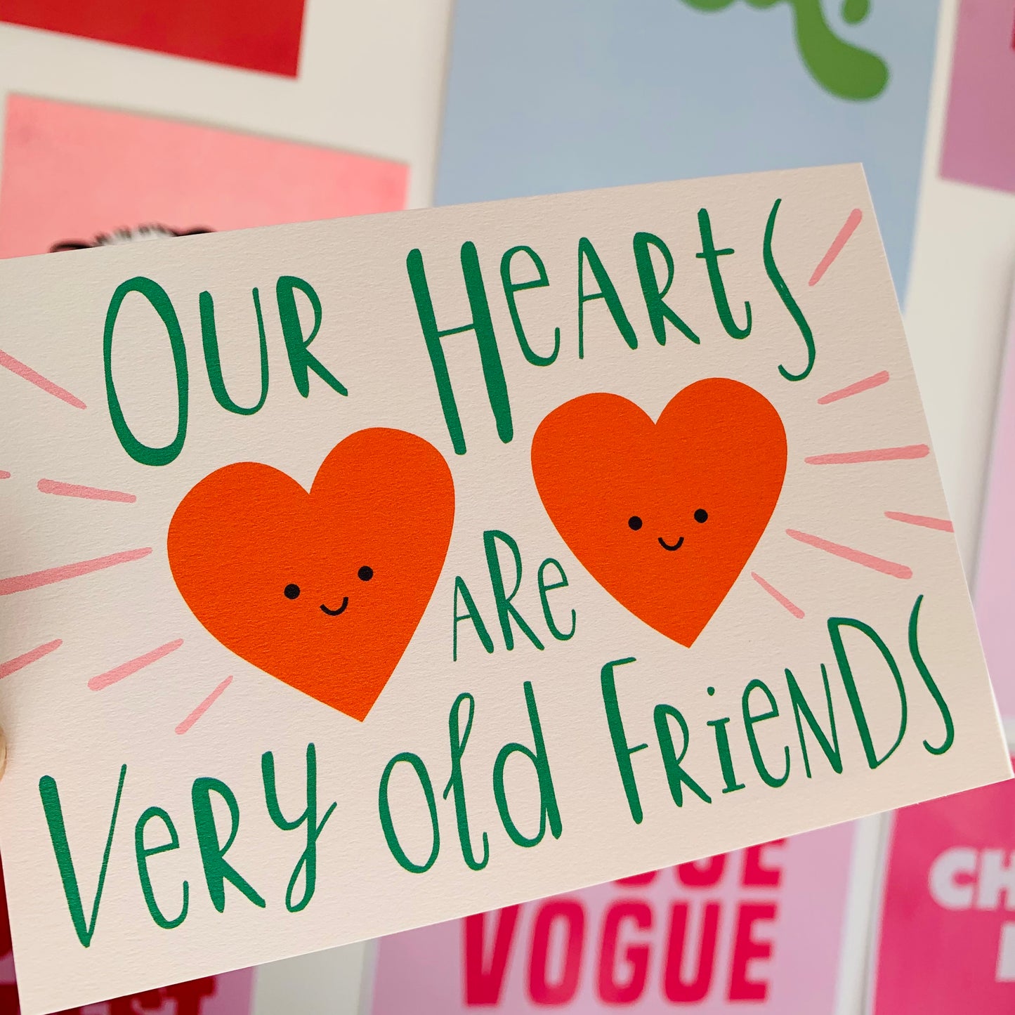 Postcard Our Hearts Are Very Old Friends