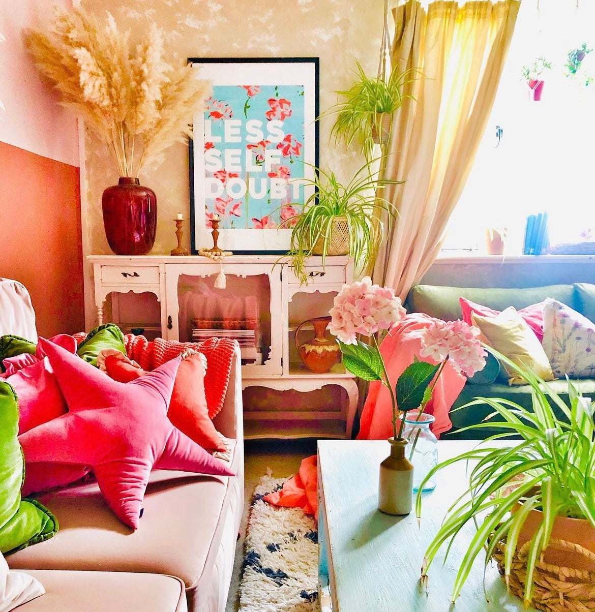 Less Self Doubt Floral Poster WHITE