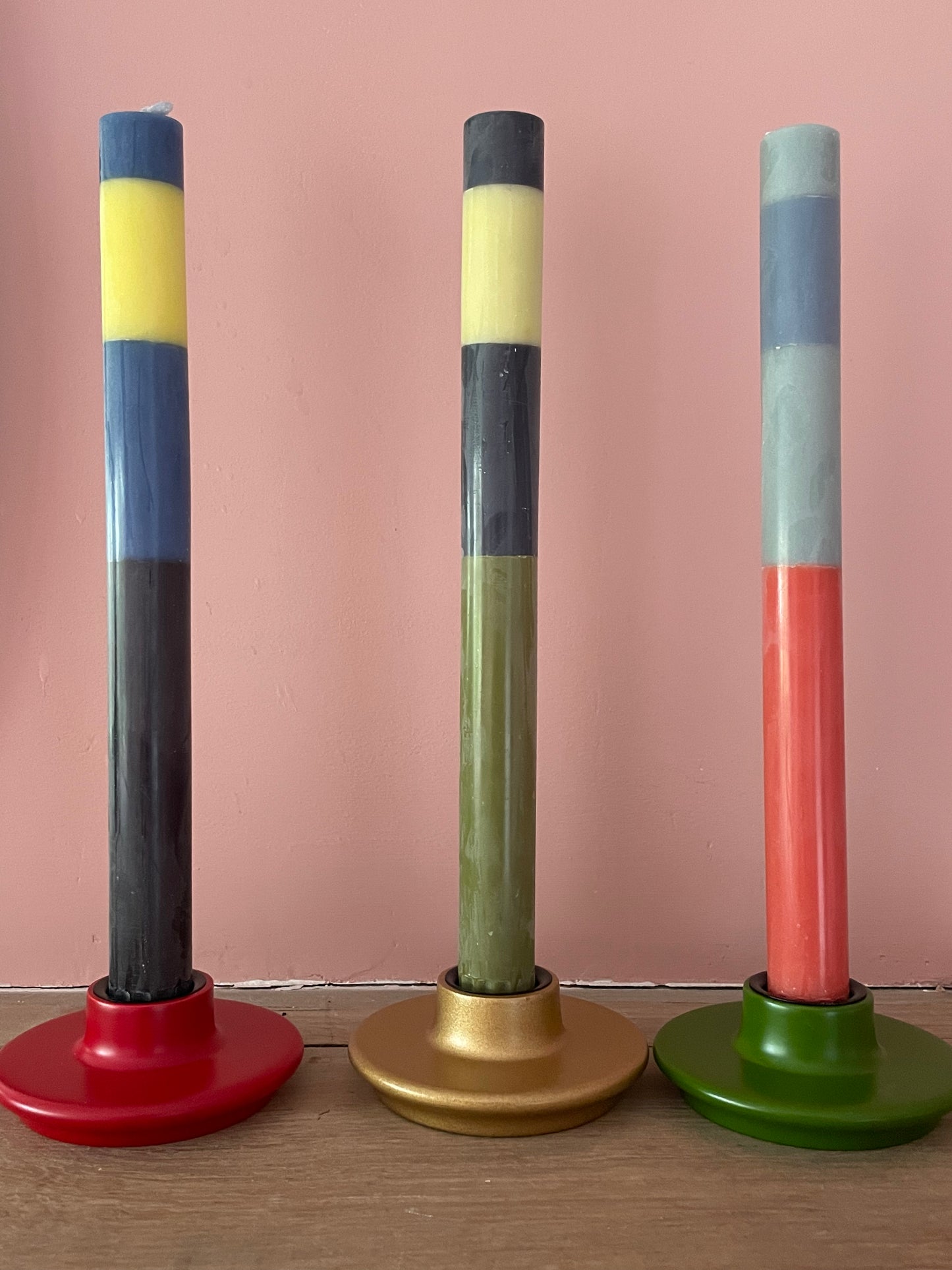 painted wooden red candleholder