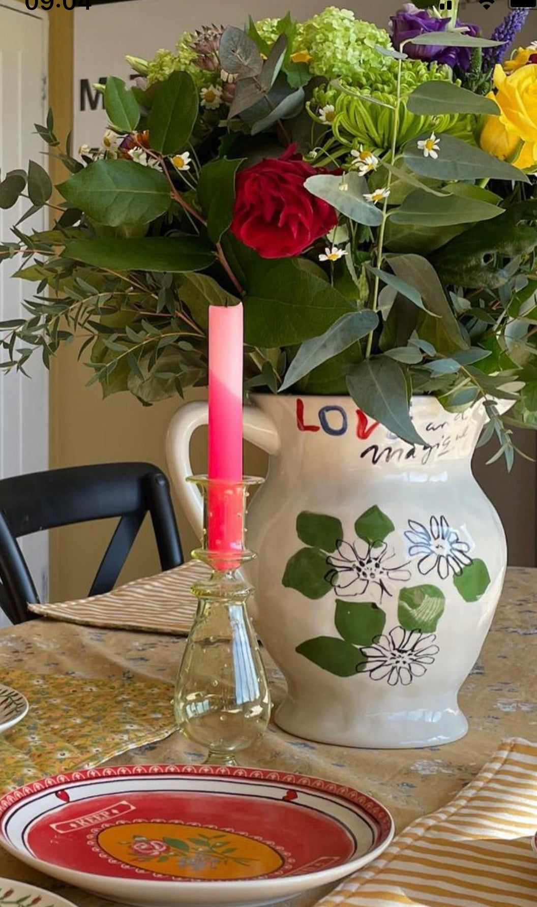 Green Raised Bubble Glass Candlestick
