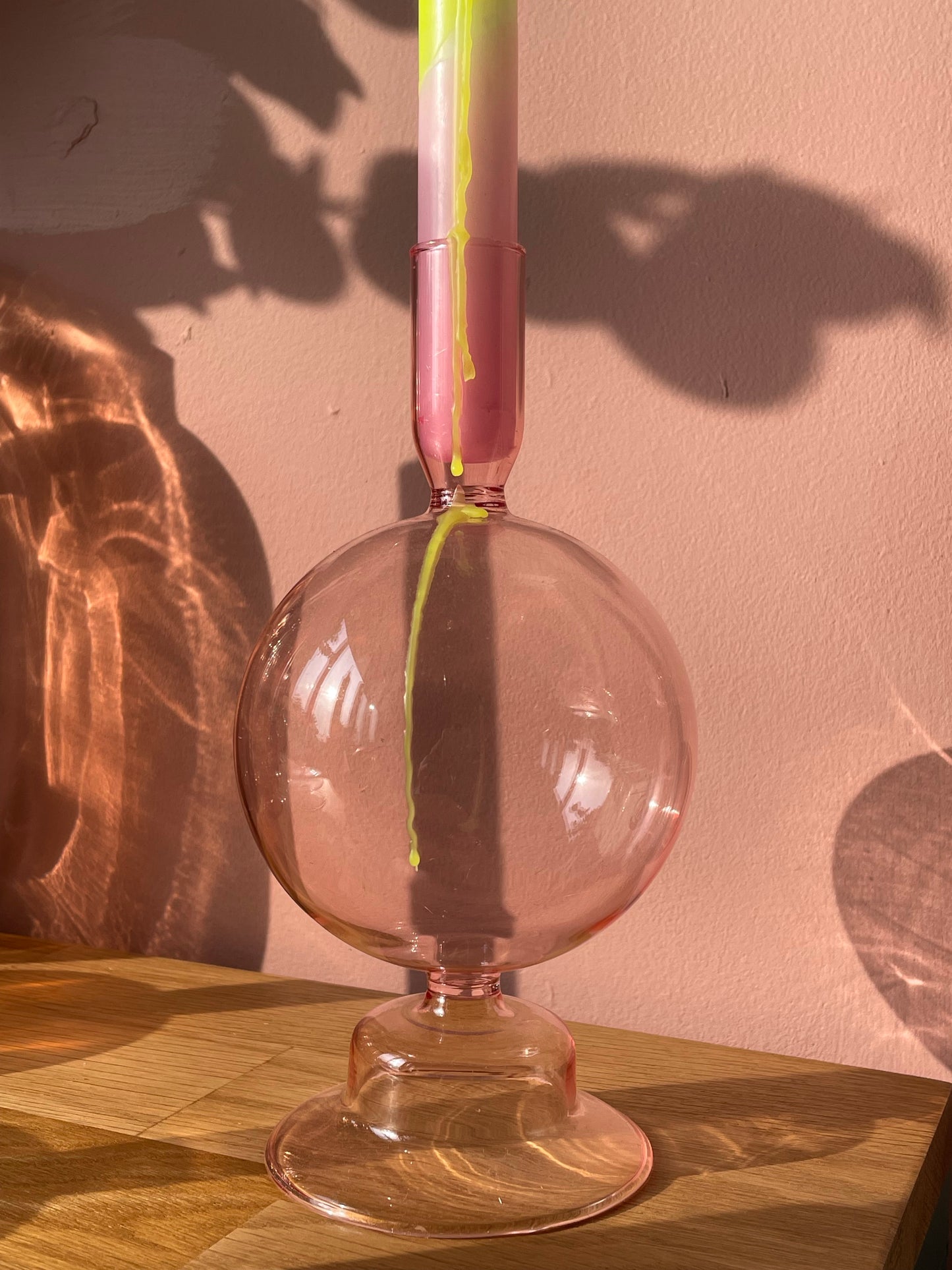 Pink Ball Glass Candle holder