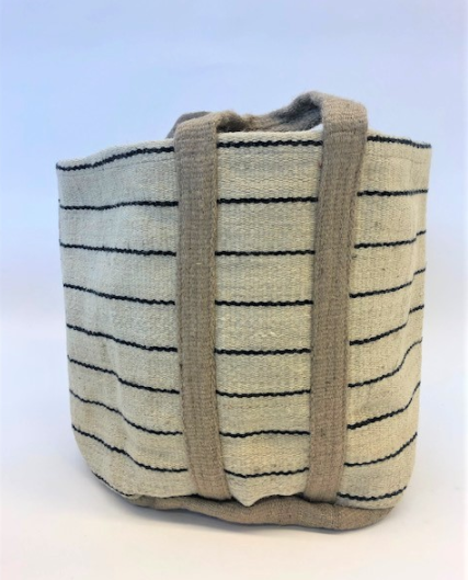 Large Striped Storage Jute Bag