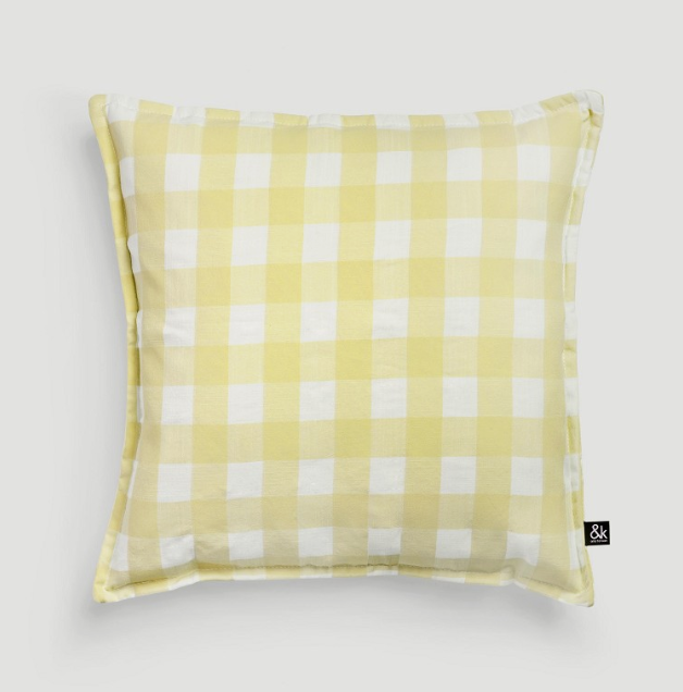 Yellow hot sale gingham pillow