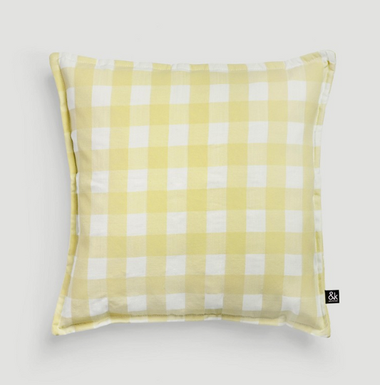 Klevering Yellow Gingham Square Cushion