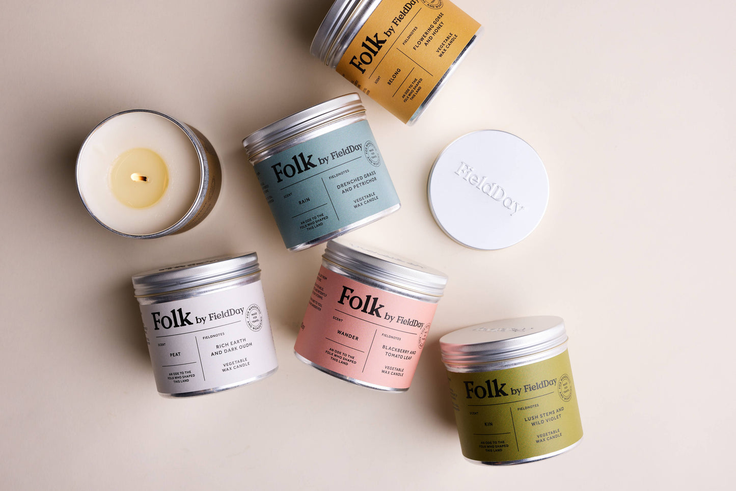 Folk by Fieldday  Lush Stems & Wild Violet Vegetable Wax Candle