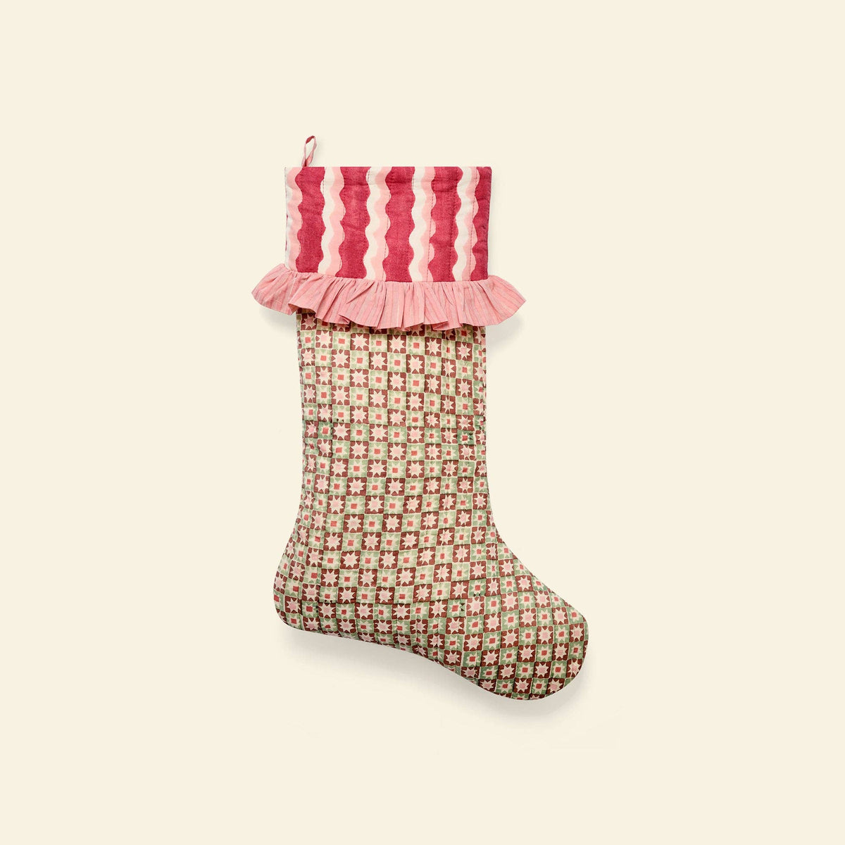 Pre order Quilted Christmas Stocking | Pinwheel Choc Chip