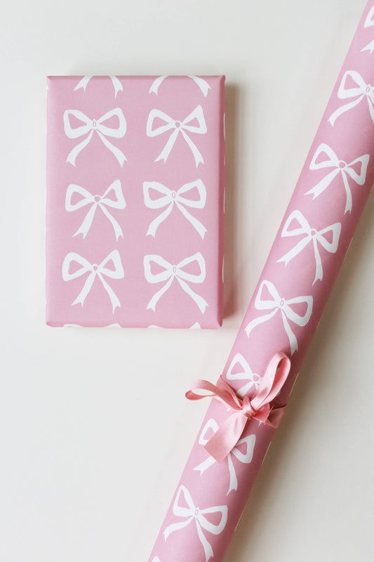 Bows Gift Wrap Pink