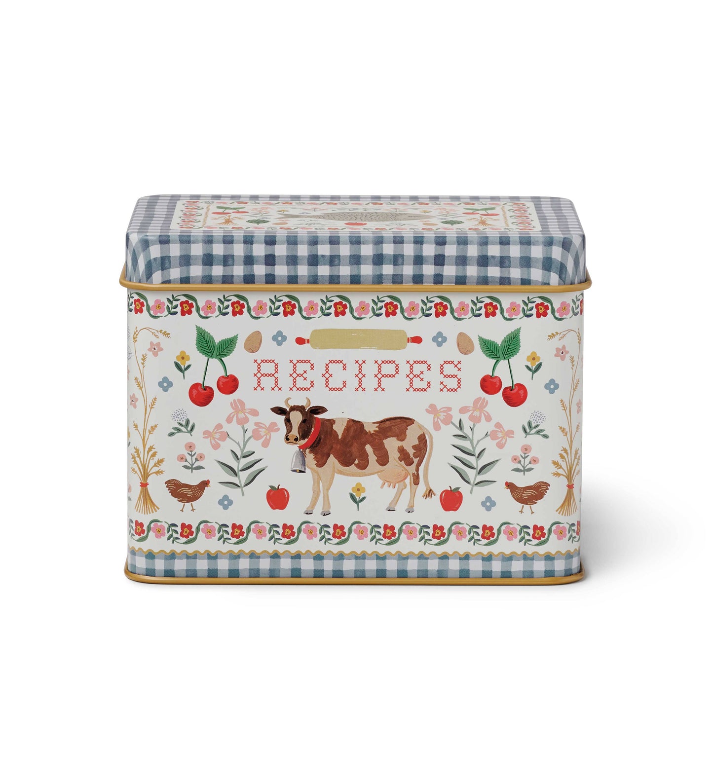 Home Sweet Home Cross Stitch Cow Recipe Tin