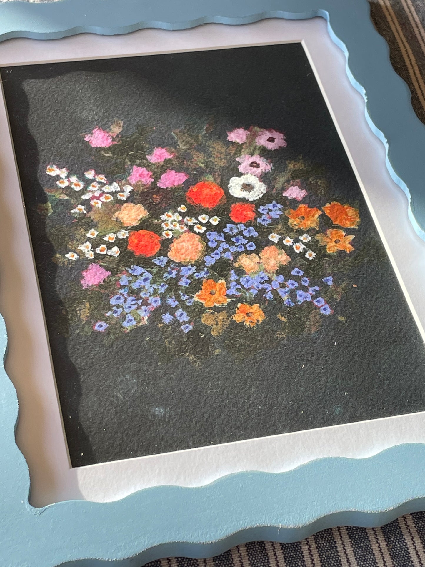 Blue wavy frame with Brittany Smith wildflower print.