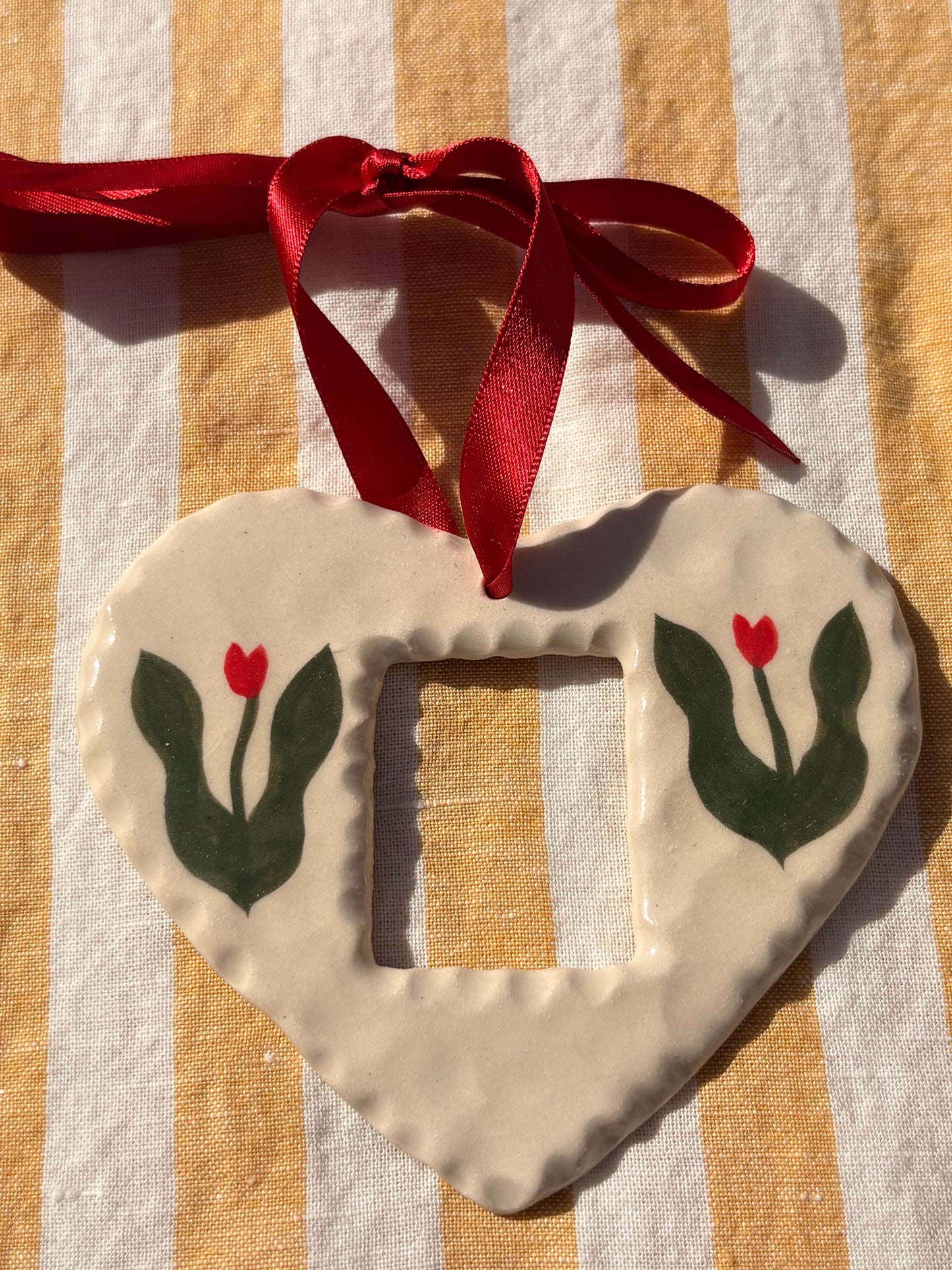 Red tulip handmade heart  photo frame by Ruth Wilde