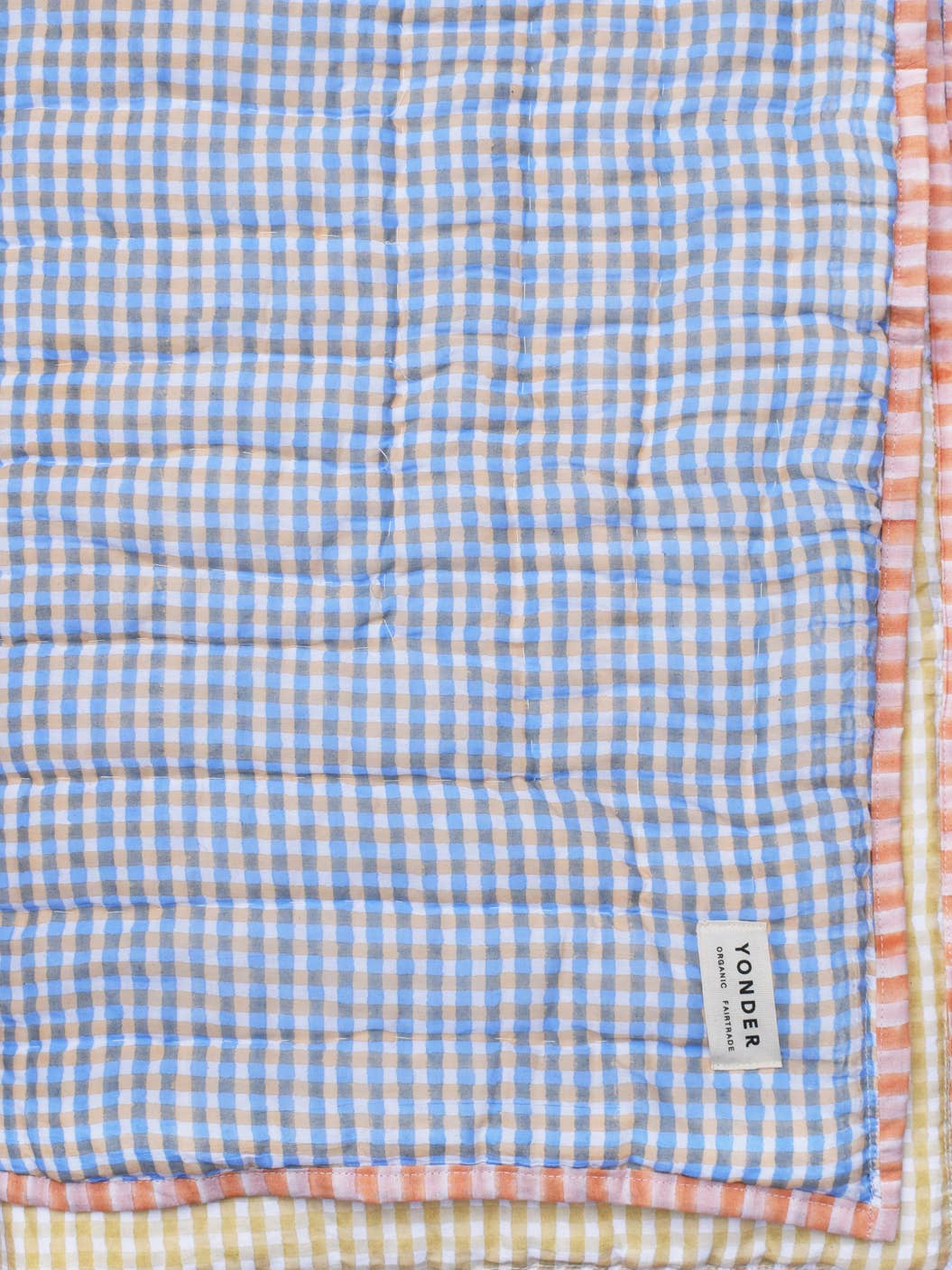 Organic Cotton Quilted Blanket Blue and Mustard