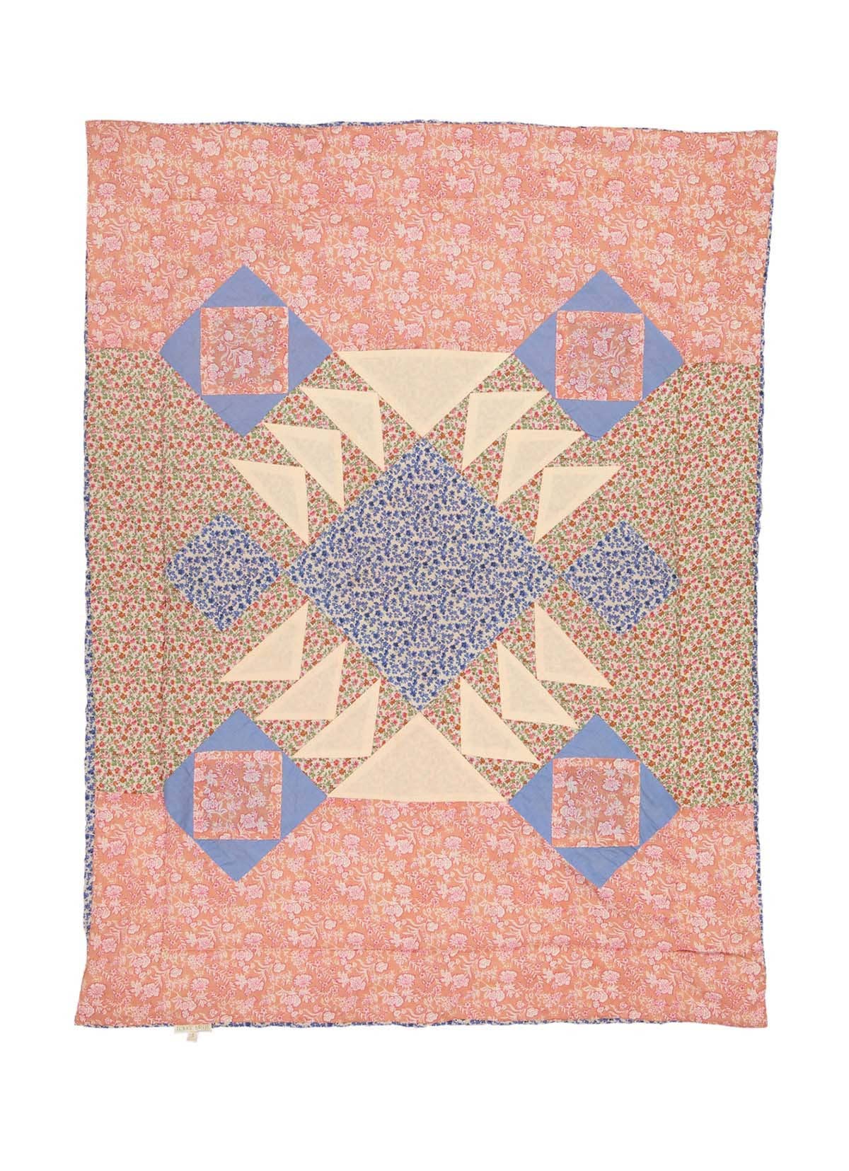Plaid Aneka - patchwork - flowers - pink - blue - cream: Multicolor Patchwork / M Summer Quilt