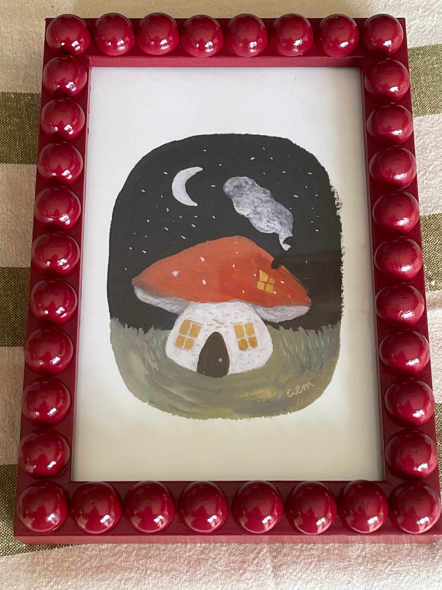 Berry Bobbin Bobble Frame & Mushroom print