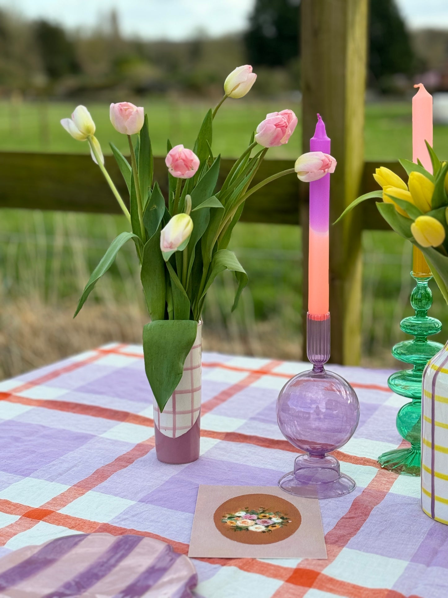 Lilac Glass Balloon Candlestick