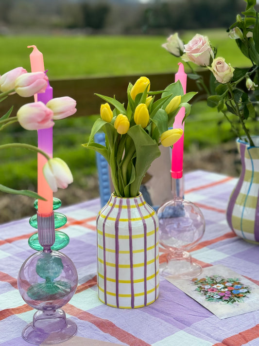 Lilac Glass Balloon Candlestick