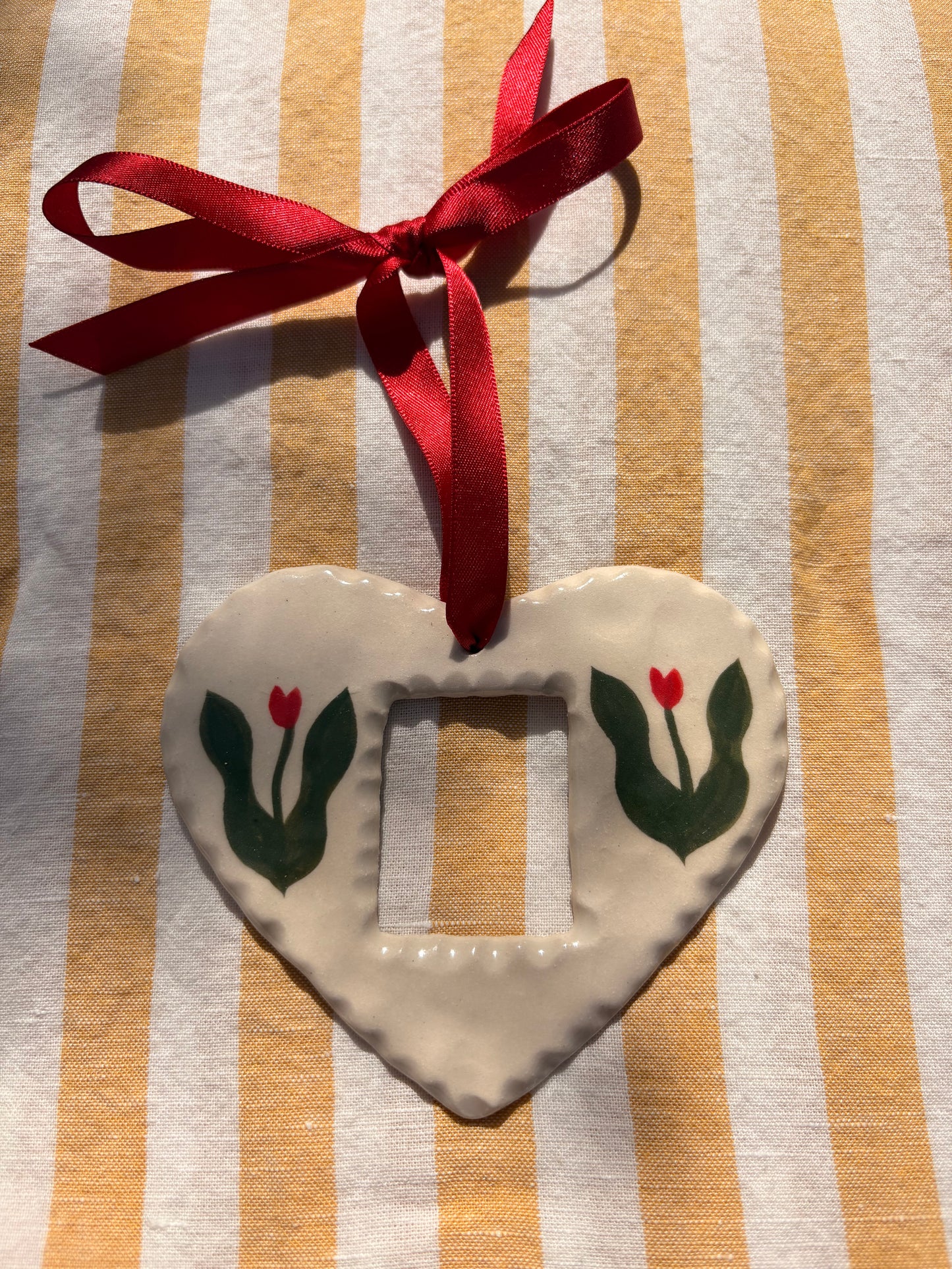 Red tulip handmade heart  photo frame by Ruth Wilde