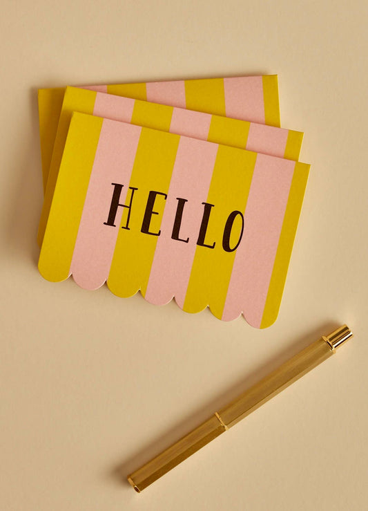 Pack of 5 Scallop Cards - Hello Stripe